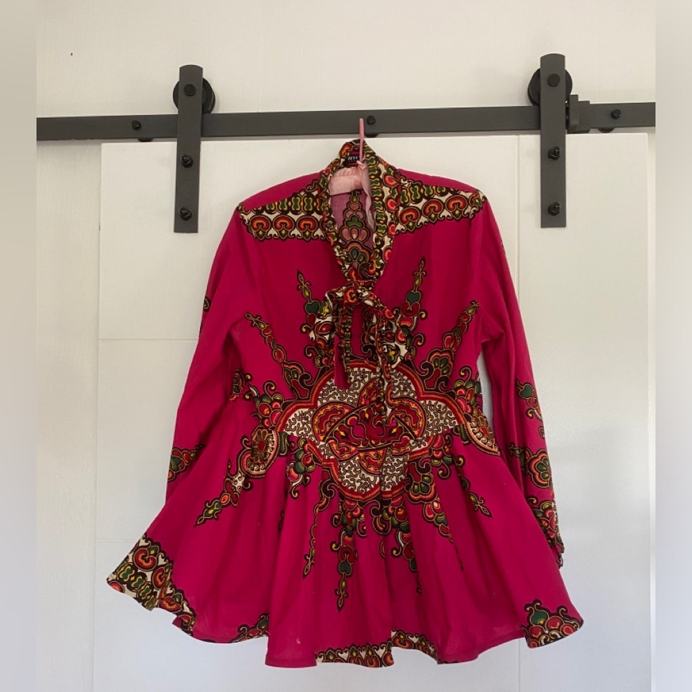 Pink peplum party top, size XL